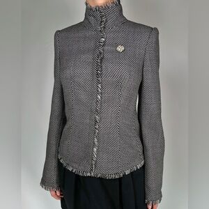 Armani Collezioni Woman’s Blazer Size 2 Black White Wool